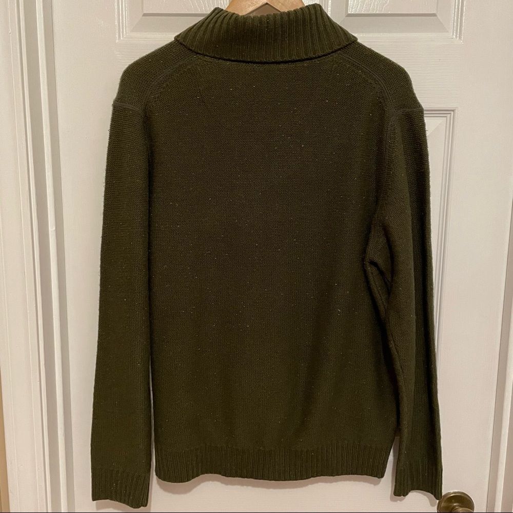 Alan Flusser Mens Khaki V Neck Foldover Collar Sweater Size Large - Picture 2 of 7